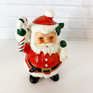Vintage Tii Santa Holding Candy Cane Planter Christmas Ceramic